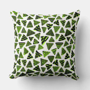 Triangles 240121 - Black and Chartreuse Grn on Wt Cushion