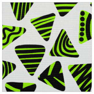 Triangles 240121 - Black and Chartreuse Grn on Wt Fabric