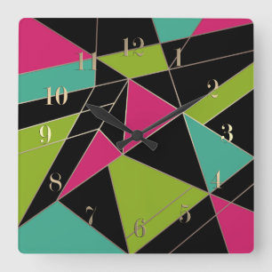 Triangles abstract print geometrical geometry mode square wall clock