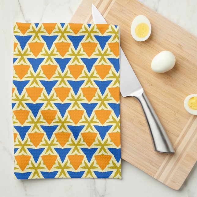 Triangles and Stars Colourful Tea Towel (Quarter Fold)