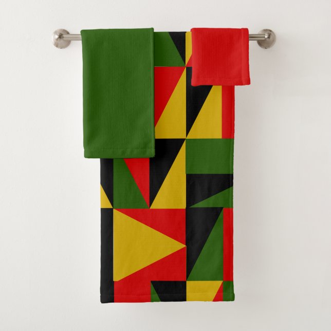 Triangles Black History  Bath Towel Set (Insitu)