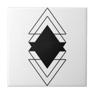 Triangles black transparent background geometric ceramic tile