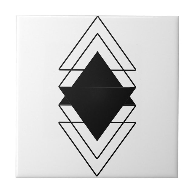 Triangles black transparent background geometric  ceramic tile (Front)