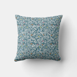 Triangles blue pattern throw pillow