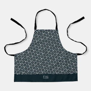 Triangles Blue White Minimal Pattern Apron