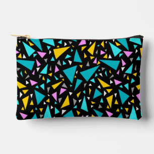 Triangles blue yellow colours on black background accessory pouch