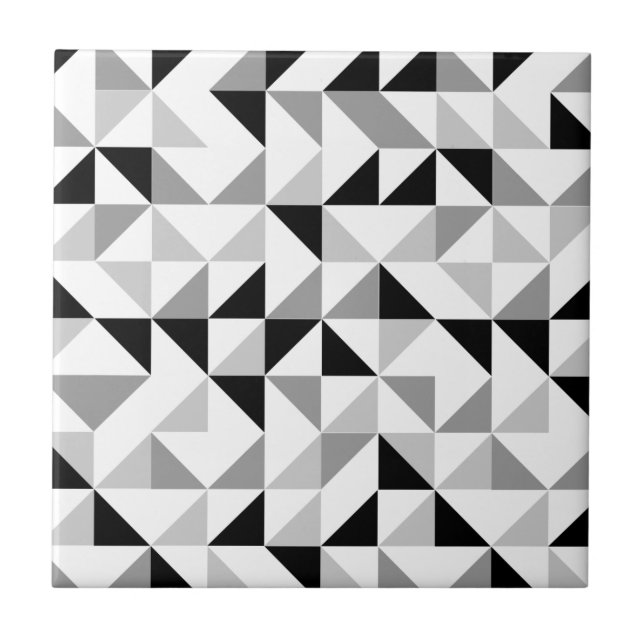 Triangles geometric pattern ceramic tile (Front)