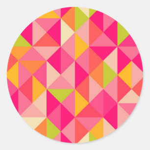 Triangles geometrical pattern classic round sticker