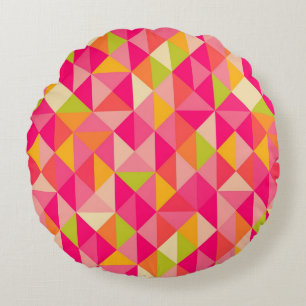 Triangles geometrical pattern round cushion