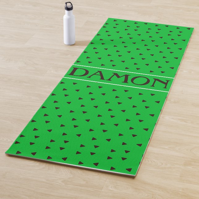 Triangles Green Black Minimal Pattern Yoga Mat (In Situ)