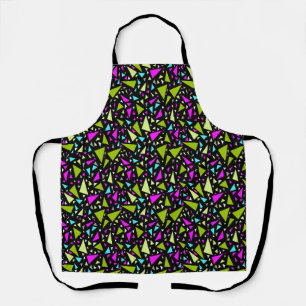 Triangles green crimson colours on black backgroun apron