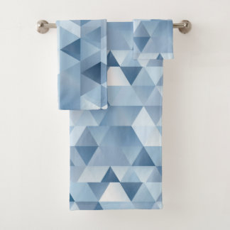 Triangles in blue and grey bath towel set