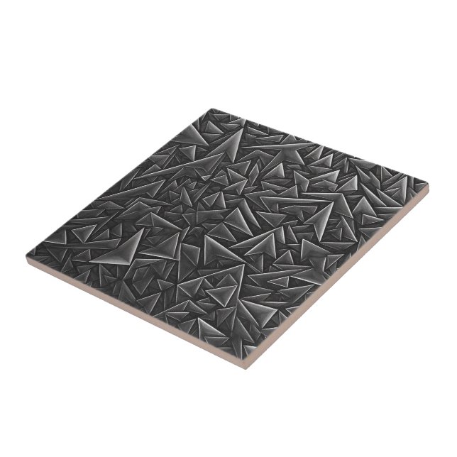Triangles in Charcoal Gray Ceramic Tile (Side)