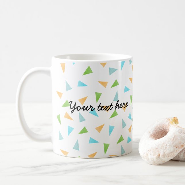 Triangles in pastel colours, modern pattern coffee mug (With Donut)