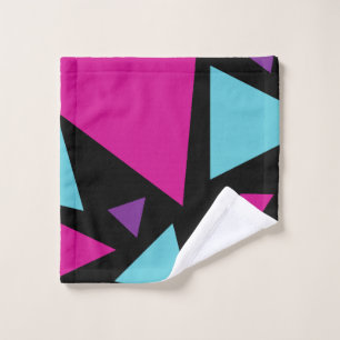 Triangles in Pink, Purple, Blue and Black Bath Towel Set