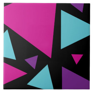 Triangles in Pink, Purple, Blue and Black Ceramic Tile
