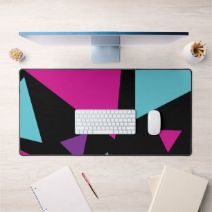 Triangles in Pink, Purple, Blue and Black Desk Mat