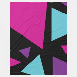 Triangles in Pink, Purple, Blue and Black Fleece Blanket