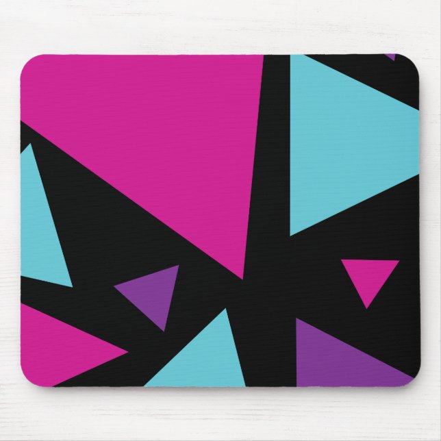 Triangles in Pink, Purple, Blue and Black Mouse Pad (Front)