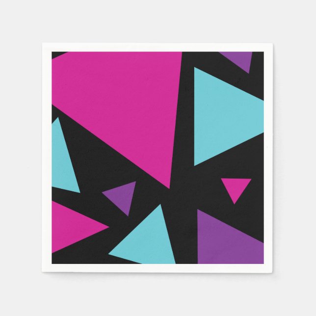 Triangles in Pink, Purple, Blue and Black Napkin (Front)