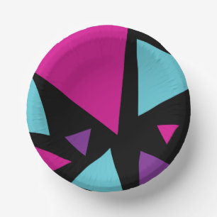 Triangles in Pink, Purple, Blue and Black Paper Plate
