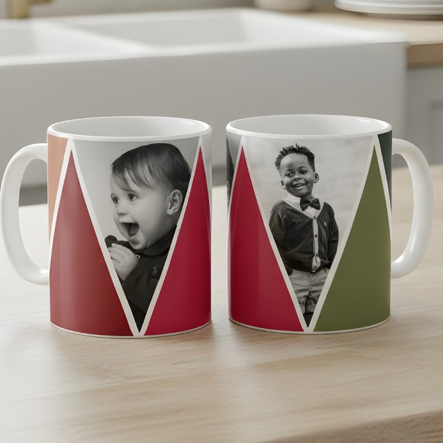 Triangles in red and green Photo Mug (photo mug with triangles)