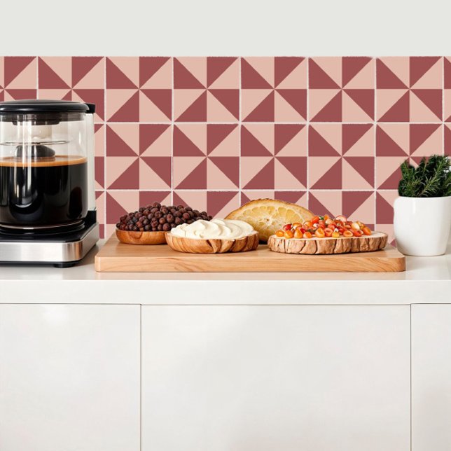 Triangles in sienna and pink quartz geometric ceramic tile (Creator Uploaded)