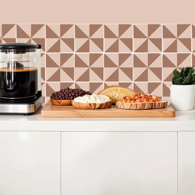 Triangles Mocha mousse geometric pattern Ceramic Tile (Creator Uploaded)