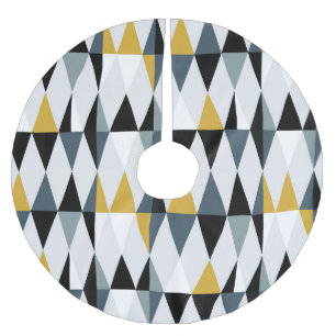 Triangles: Modern Vintage Geometric Pattern. Brushed Polyester Tree Skirt