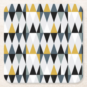 Triangles: Modern Vintage Geometric Pattern. Square Paper Coaster