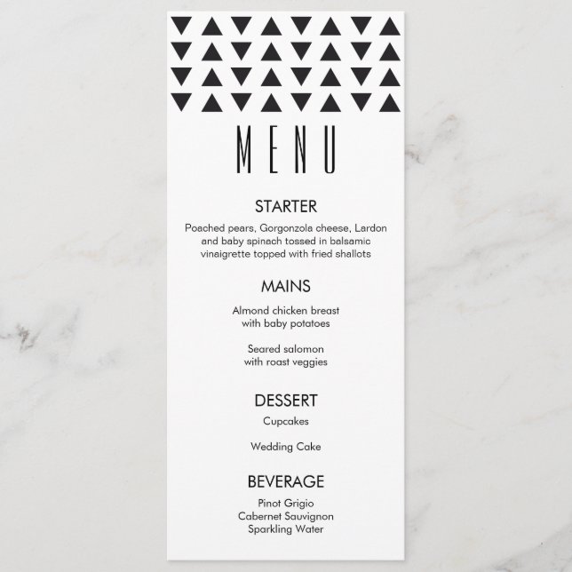 Triangles Modern Wedding Menu (Front)