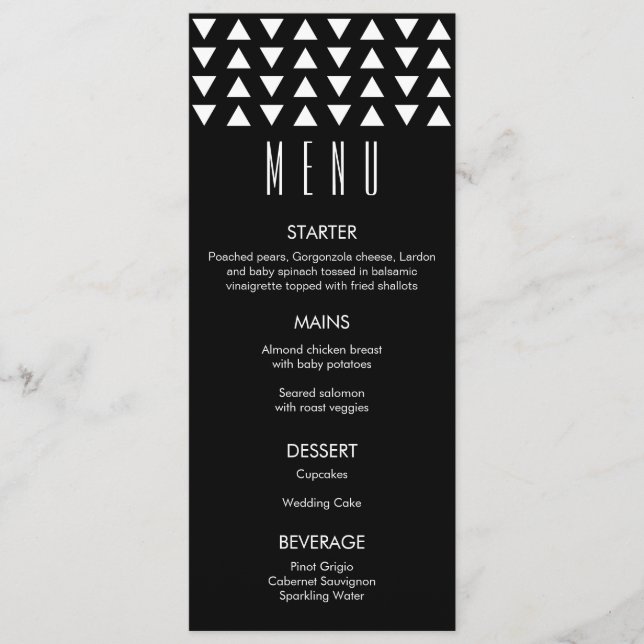 Triangles Modern Wedding Menu (Front)