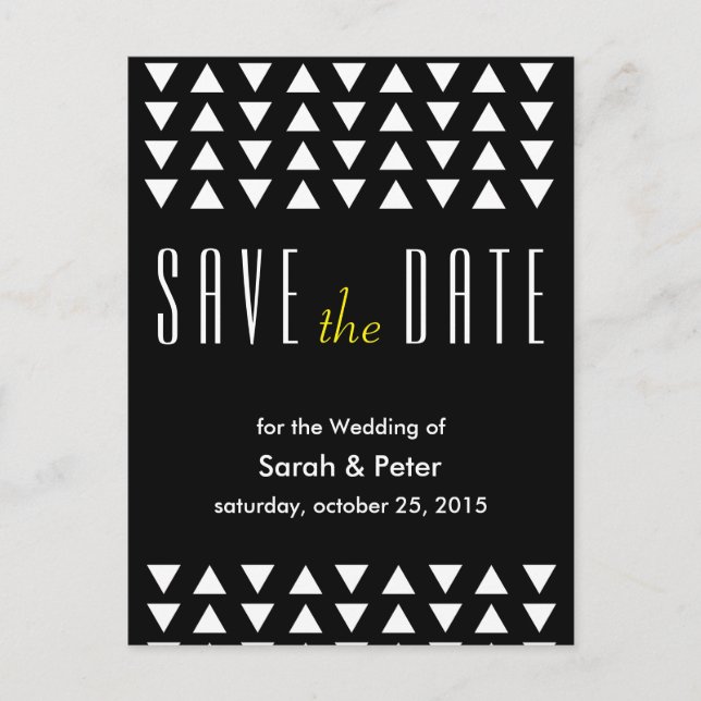 Triangles modern Wedding Save the Date Postcard (Front)