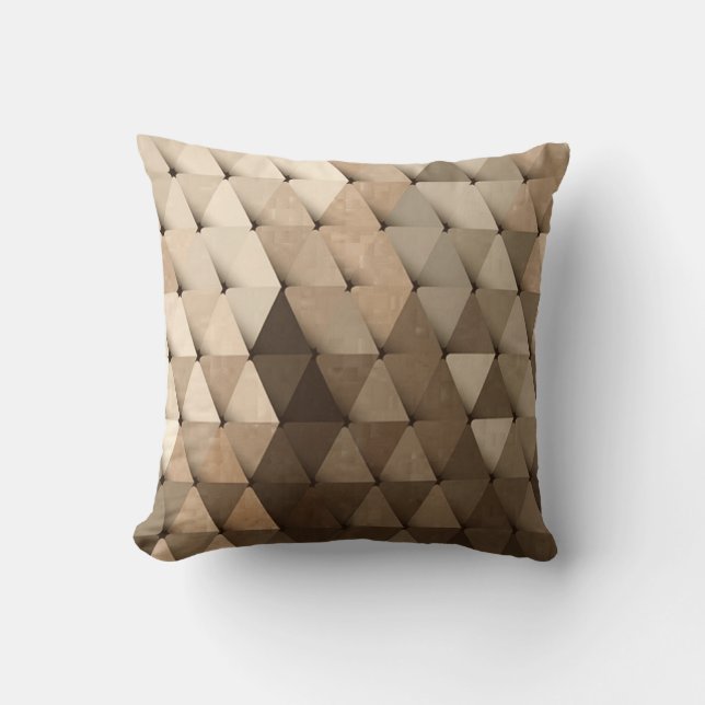 Triangles Neutrals Beige Tan Brown Cushion (Front)