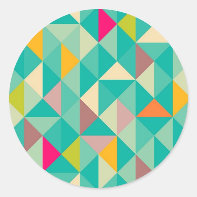 Triangles pattern classic round sticker (Front)