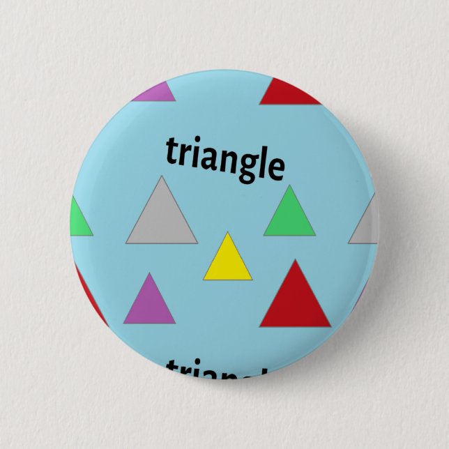 Triangles pattern on blue 6 cm round badge (Front)