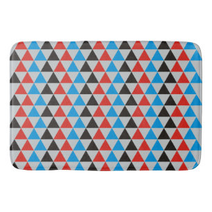 Triangles pattern - red black blue bath mat