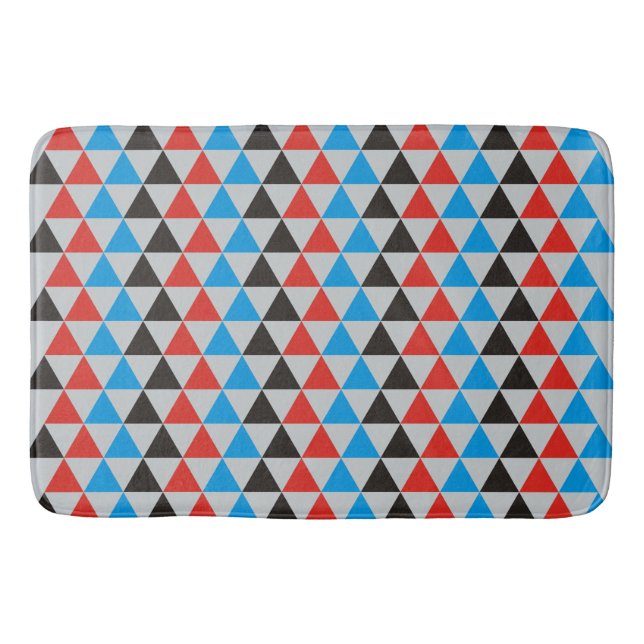 Triangles pattern - red black blue bath mat (Front)