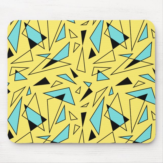 Triangles Pattern - Yellow & Turquoise Mouse Pad (Front)
