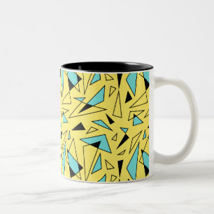 Triangles Pattern - Yellow & Turquoise Two-Tone Coffee Mug