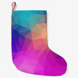 Triangles polygon color pink small christmas stocking