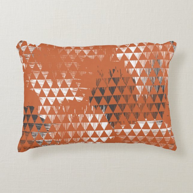 Triangles Seamless: Orange Background Decorative Cushion (Front)