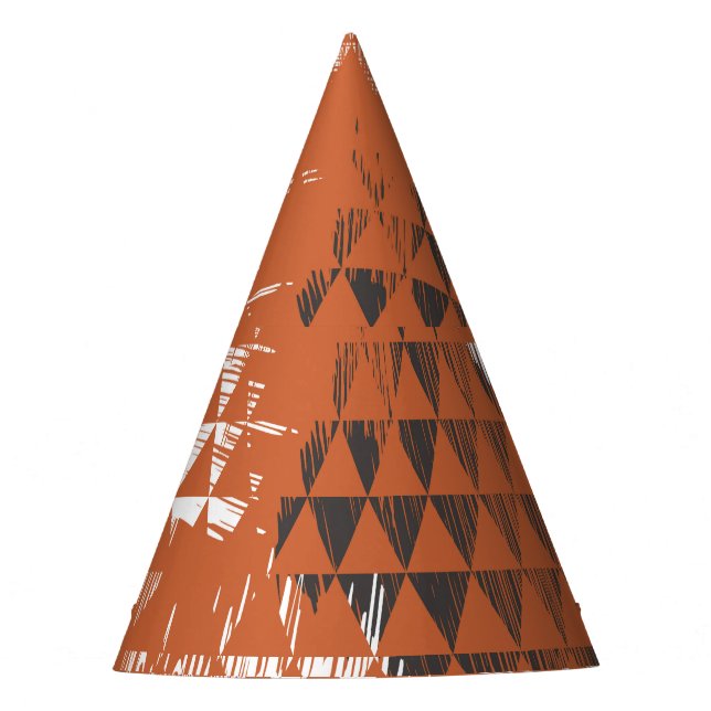 Triangles Seamless: Orange Background Party Hat (Front)