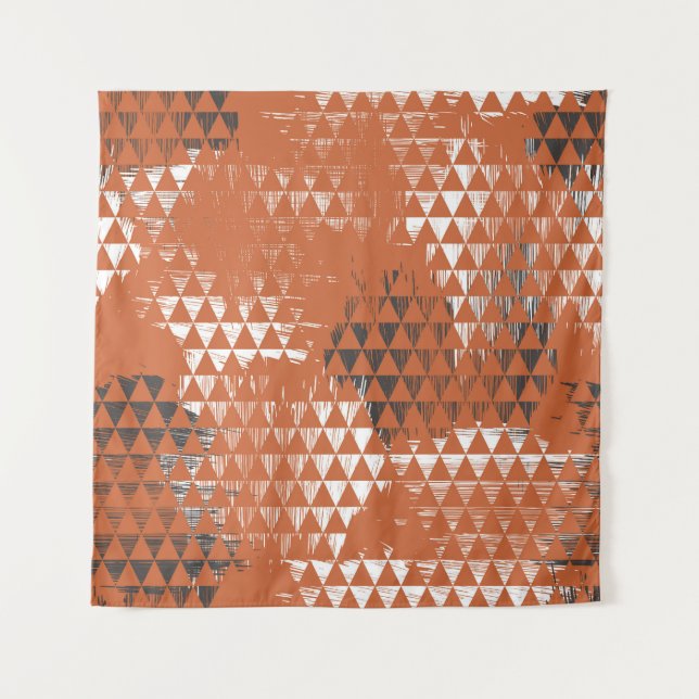 Triangles Seamless: Orange Background Tapestry (Front)