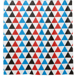 Triangles seamless pattern - black red blue shower curtain