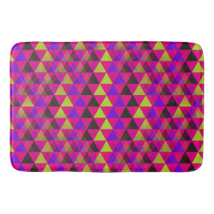 Triangles seamless pattern - green black violet bath mat