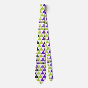 Triangles seamless pattern - green black violet tie