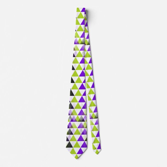 Triangles seamless pattern - green black violet tie (Front)