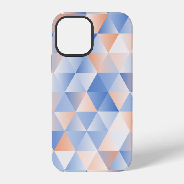 triangles seamless pattern in soft blue and orange iPhone case (Back)