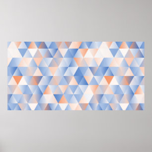 triangles seamless pattern in soft blue and orange poster